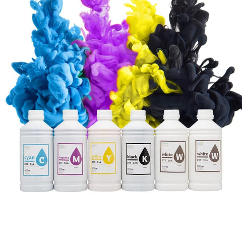 6x1000ml DTF Ink Bottle Refill 6 Color Set  (White x 2, Cyan, Magenta, Yellow, Black)