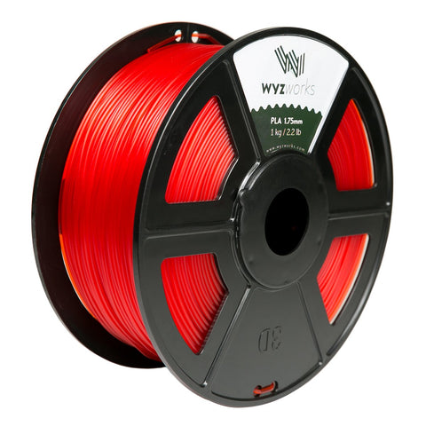 WYZworks PLA 1.75mm [ TRANSLUCENT RED ] Premium Thermoplastic Polylactic Acid 3D Printer Filament - Dimensional Accuracy +/- 0.05mm 1kg / 2.2lb + [ Multiple Color Options Available ]