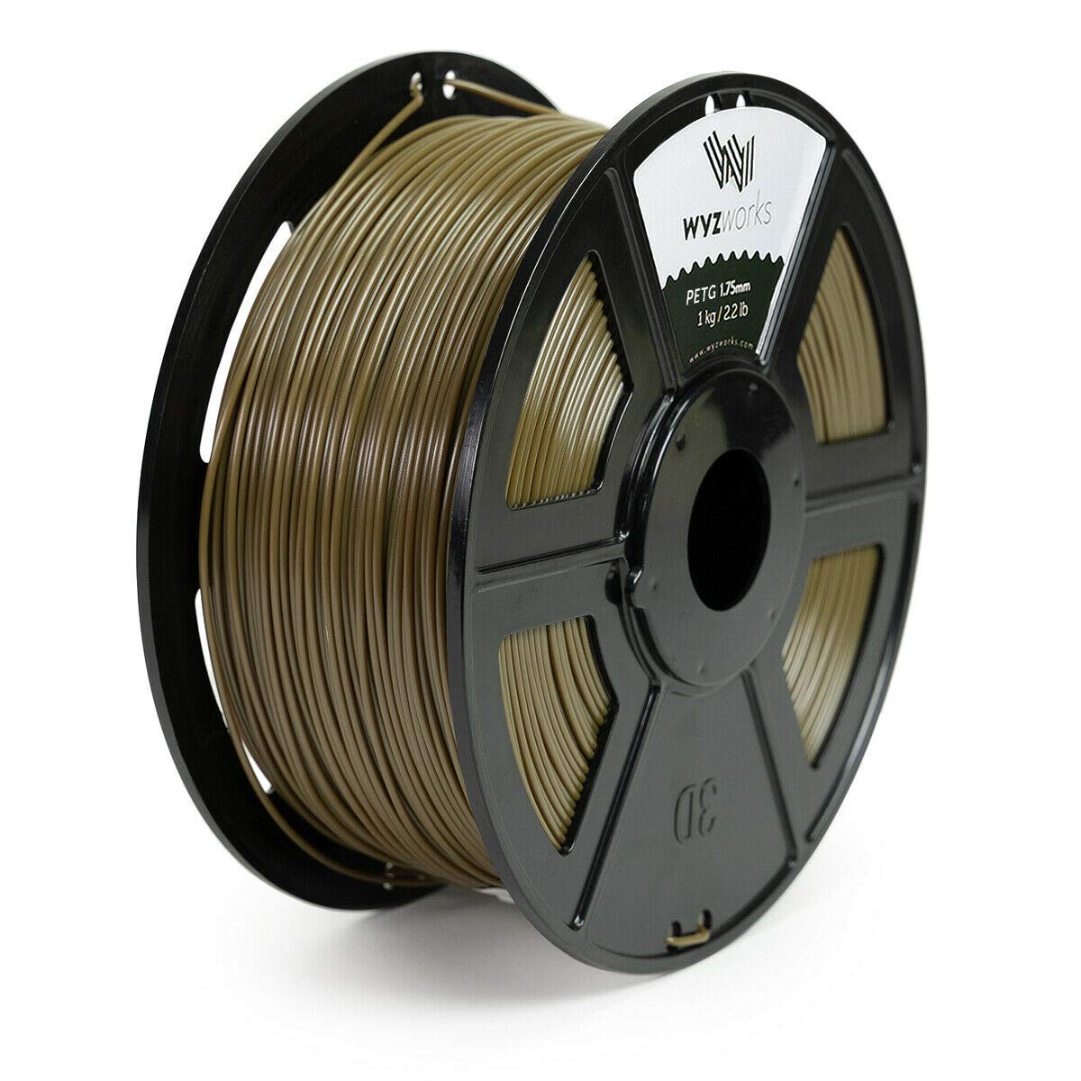 WYZworks PETG 1.75mm (Olive) Premium 3D Printer Filament - Dimensional Accuracy +/- 0.05mm 1kg/2.2lb + [ Multiple Color Options Available ]
