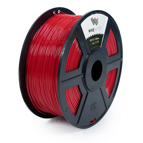 WYZworks PETG 1.75mm (RED) Premium 3D Printer Filament - Dimensional Accuracy +/- 0.05mm 1kg / 2.2lb + [ Multiple Color Options Available ]