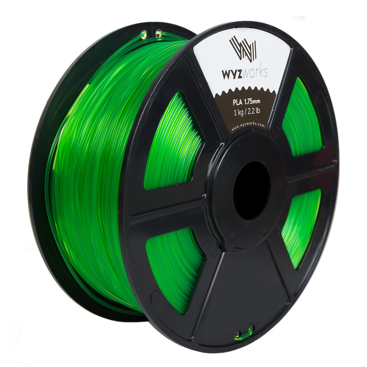 WYZworks PLA 1.75mm [ TRANSLUCENT GREEN ] Premium Thermoplastic Polylactic Acid 3D Printer Filament - Dimensional Accuracy +/- 0.05mm 1kg / 2.2lb + [ Multiple Color Options Available ]