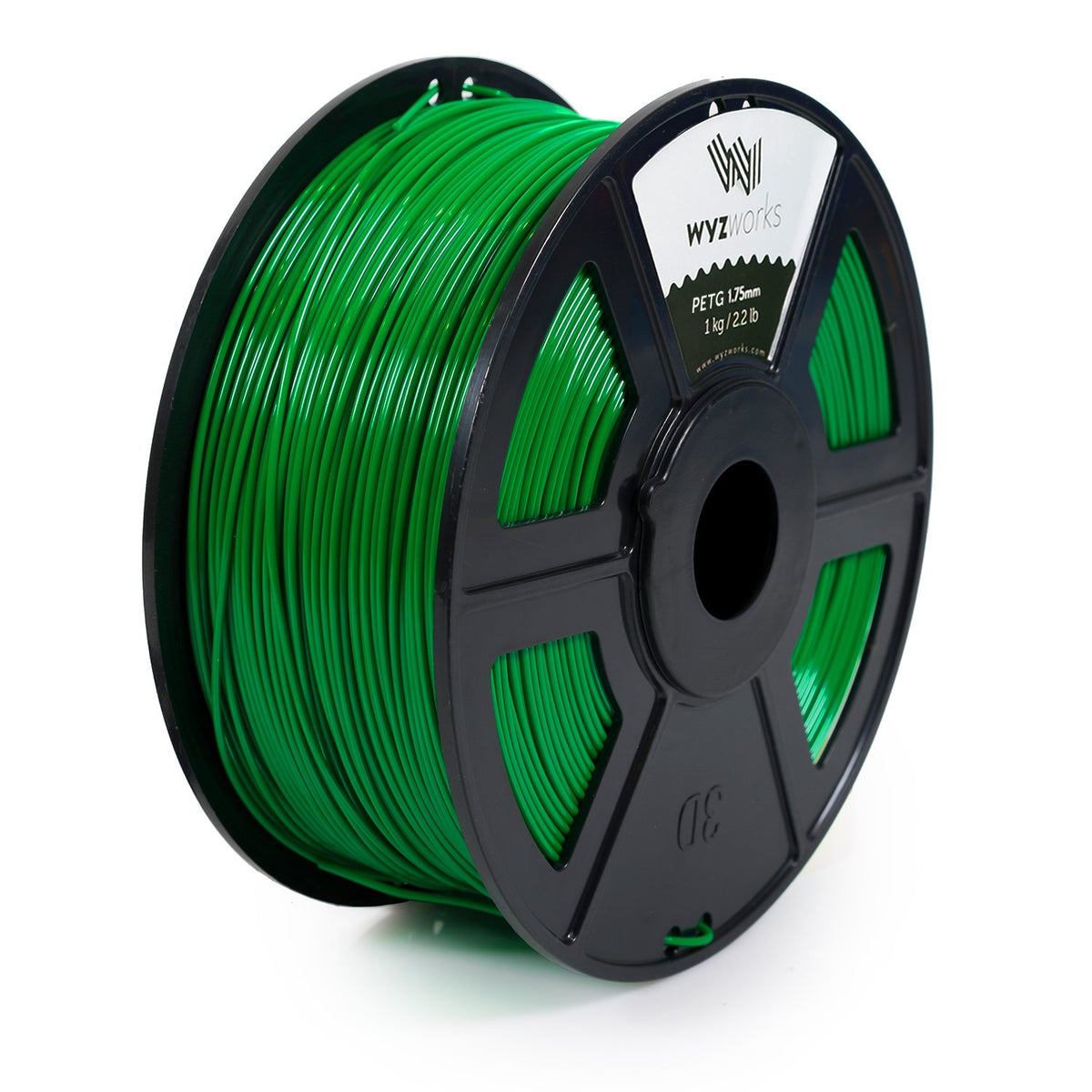 WYZworks PETG 1.75mm (Green) Premium 3D Printer Filament - Dimensional Accuracy +/- 0.05mm 1kg / 2.2lb + [ Multiple Color Options Available ]