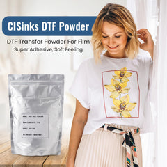 CISinks DTF Powder- DTF Transfer Powder for Film- Super Adhesive, Soft Feeling, Waterproof, Wide Application, Easy to Use, Vibrant Color- 35.2 oz (1000g)