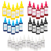 Cisinks Premium DTF Ink Bottle Bulk Refill Set 3000ML (100ml x 30, 5X CMYK 10X Wh) - Direct to Film Heat Transfer Printing, Conversion Kit, Compatible w/DTF Film 5X Cyan/Magenta/Yellow/Black/10xWhite
