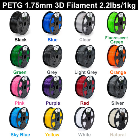 WYZworks PETG 1.75mm Premium 3D Printer Filament - Dimensional Accuracy +/- 0.05mm 1kg / 2.2lb + [ Multiple Color Options Available ]