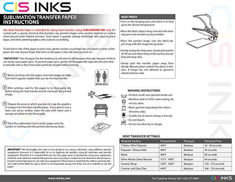 CISinks Sublimation Ink Transfer Paper (100 sheet)
