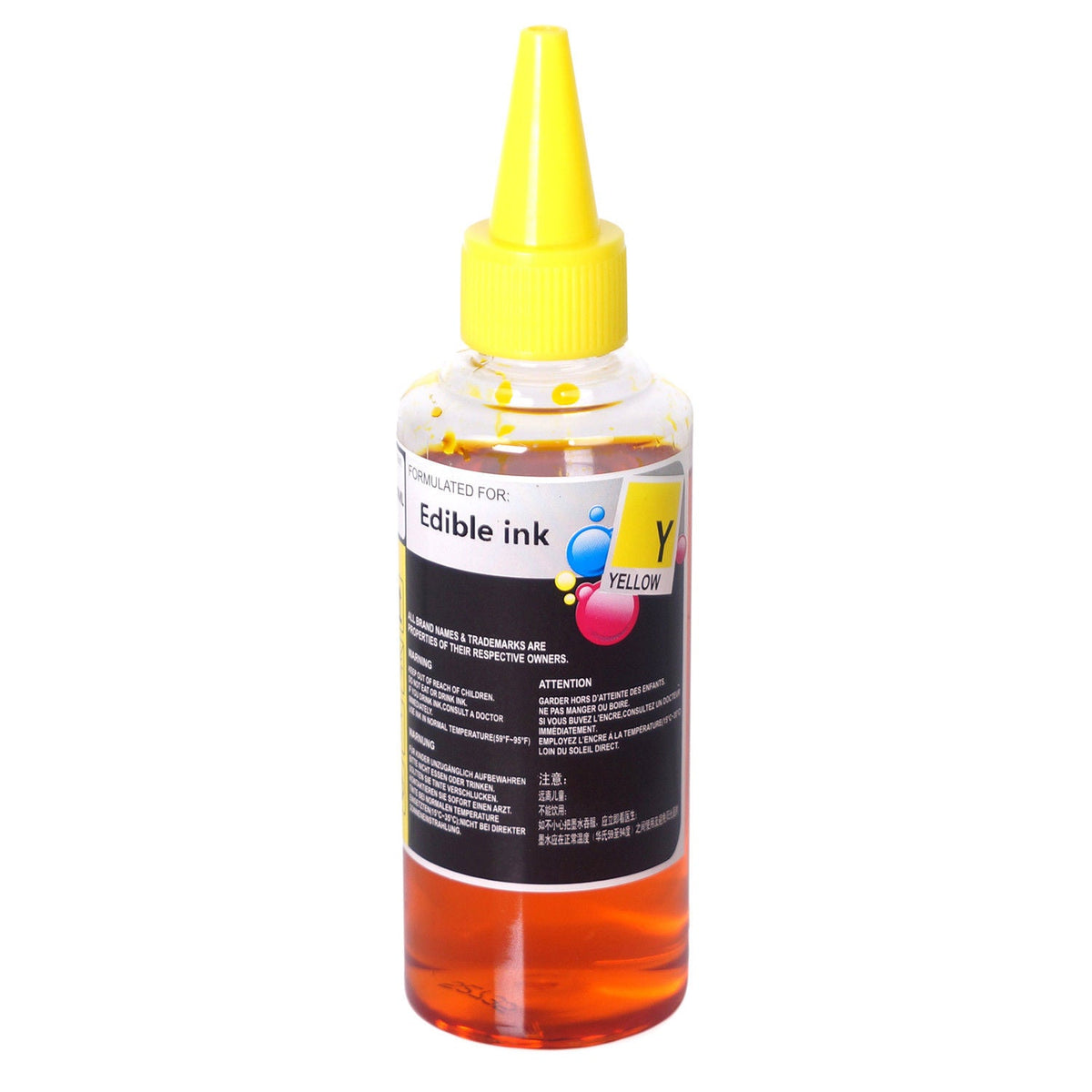 100ml Yellow Edible Ink Refill Bottle Compatible for Canon Cartridge