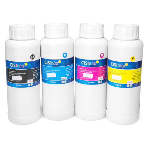 4x500ml Universal Dye Ink Refill Bottle Set - 4 Color CMYK  (Black, Yellow, Cyan, Magenta)  for Epson, Canon, HP, Brotherand all Major Brand Inkjet Printers