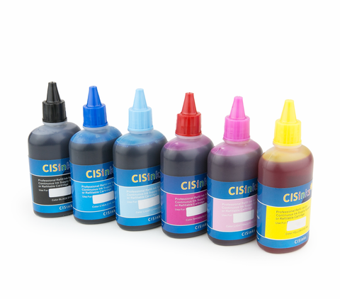 6x100ml Universal Dye Ink Refill Bottle Set - 6 Color  (Black, Yellow, Cyan, Magenta, Light Cyan, Light Magenta)  for Epson, Canon, HP, Brother and all Major Brand Inkjet Printers
