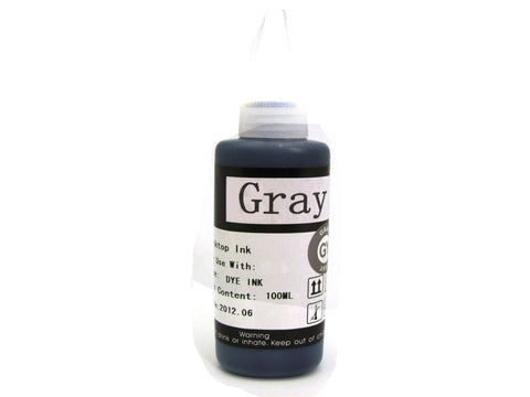 100ml Gray Universal Dye Ink Refill Bottle for Epson, Canon, HP, Brother and all Major Brand Inkjet Printers