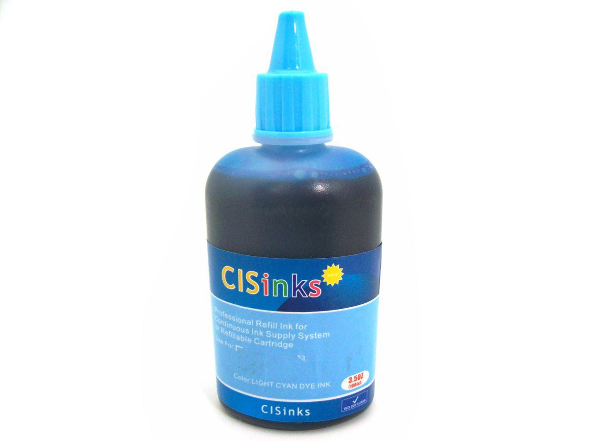 100ml Light Cyan Universal Dye Ink Refill Bottle for Epson, Canon, HP, Brother and all Major Brand Inkjet Printers