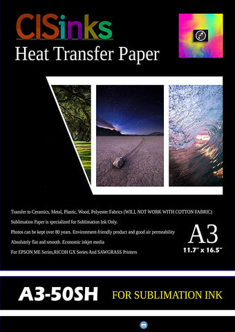 11" x 17" (A3) Thick Sublimation Inkjet Heat Transfer Paper  - 50 Sheets