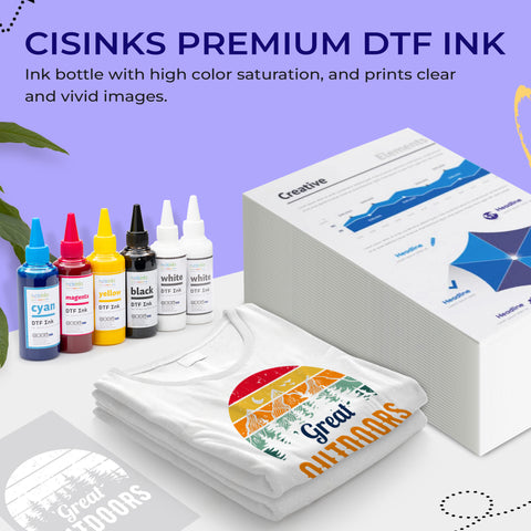 Cisinks Premium DTF Ink Bottle Refill Set 100ML- Direct to Film Heat Transfer Printing, Conversion Kit, Compatible w/DTF Film-Black