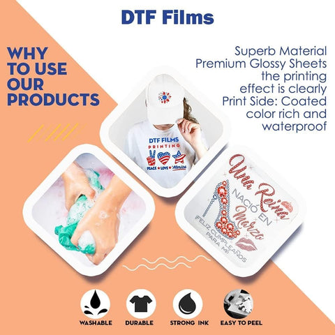 Premium DTF Transfer Film 11.75"x16.5" - A3 Hot/Cold Peel 125 Sheets Matte Clear PreTreat PET Heat Transfer Paper for DIY Direct Print on All Fabric and Colors T-Shirts Textile