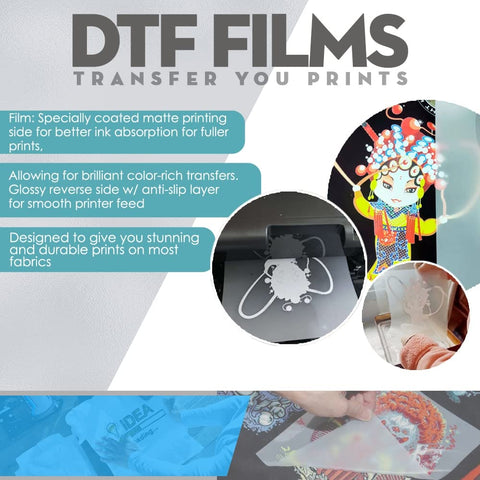 Cisinks Premium DTF Transfer Film 8.25"x11.75" - A4 Hot/Cold Peel 60 Sheets Matte Clear PreTreat PET Heat Transfer Paper for DIY Direct Print on All Fabric and Colors T-Shirts Textile