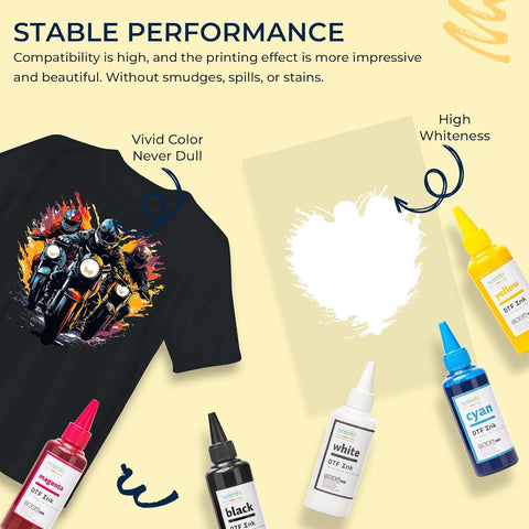 Cisinks Premium DTF Ink Bottle Bulk Refill Set 3000ML (100ml x 30, 5X CMYK 10X Wh) - Direct to Film Heat Transfer Printing, Conversion Kit, Compatible w/DTF Film 5X Cyan/Magenta/Yellow/Black/10xWhite