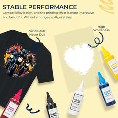 Cisinks Premium DTF Ink Bottle Bulk Refill Set 3000ML (100ml x 30, 5X CMYK 10X Wh) - Direct to Film Heat Transfer Printing, Conversion Kit, Compatible w/DTF Film 5X Cyan/Magenta/Yellow/Black/10xWhite