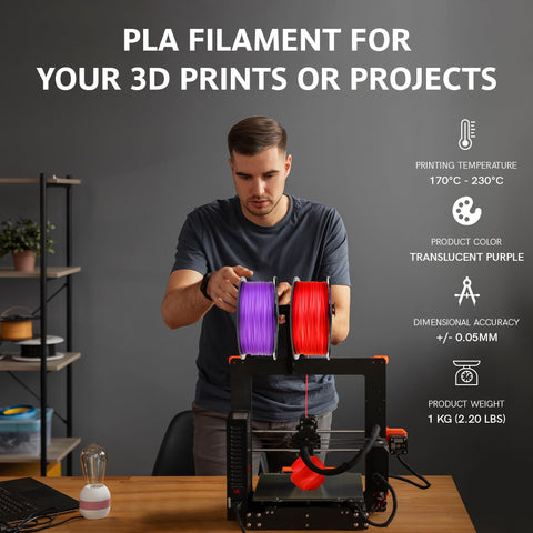 WYZworks PLA 1.75mm [ TRANSLUCENT RED ] Premium Thermoplastic Polylactic Acid 3D Printer Filament - Dimensional Accuracy +/- 0.05mm 1kg / 2.2lb + [ Multiple Color Options Available ]