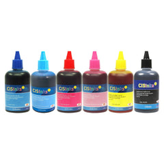 6x100ml Universal Dye Ink Refill Bottle Set - 6 Color  (Black, Yellow, Cyan, Magenta, Light Cyan, Light Magenta)  for Epson, Canon, HP, Brother and all Major Brand Inkjet Printers