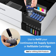 6x100ml Universal Dye Ink Refill Bottle Set - 6 Color  (Black, Yellow, Cyan, Magenta, Light Cyan, Light Magenta)  for Epson, Canon, HP, Brother and all Major Brand Inkjet Printers