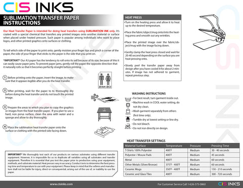 CISinks A4 Sublimation Ink Transfer Paper (50 sheets) 8.27" x 11.7" For EPSON ME Series RICOH GX Series And SAWGRASS Printers