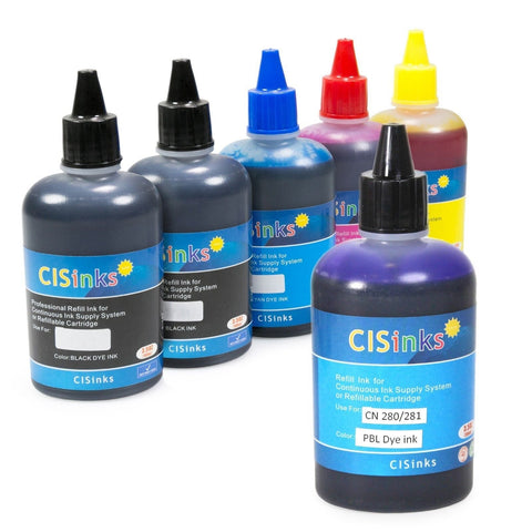 Universal Dye Ink Refill Bottle Set - 6 Combo