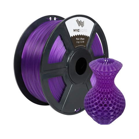 WYZworks PLA 1.75mm [ TRANSLUCENT PURPLE ] Premium Thermoplastic Polylactic Acid 3D Printer Filament - Dimensional Accuracy +/- 0.05mm 1kg / 2.2lb + [ Multiple Color Options Available ]