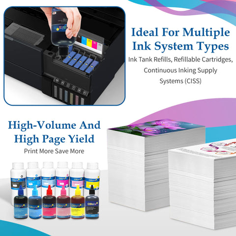 CMYK Ink Compatible for Canon GI-26 4x100mL Bottle Set, Compatible for MAXIFY GX3020 GX4020 GX5020 GX6020 GX7020