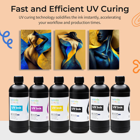 UV DTF Transfer Printer Ink 500mL Yellow Bottle Refill Soft Ink Premium Ultraviolet Curable Direct to Film Printing AB Film Sticker Decal Custom Logo Branding Drink Glass Bottles, Phone Cases, ETC