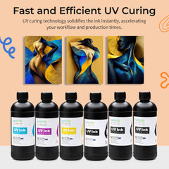 Soft UV DTF Transfer Printer Ink 500mL Black Bottle Refill Soft Ink Premium Ultraviolet Curable Direct to Film Printing AB Film Sticker Decal Custom Logo Branding Drink Glass Bottles, Phone Cases, ETC