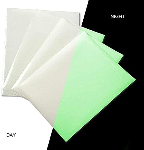 CISinks 5 Sheets A4 Glow In The Dark Rechargeable Photoluminescent Luminous Photo Printing Paper Screen Film, 10-12 Hour 150 Micron for Signs Room Wall Decals Crafts DIY Inkjet Printer 8.27" x 11.7"