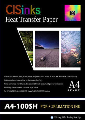 A3+ Sublimation Ink Transfer Paper (100 sheets) – Instant Dry Heat Transfer Paper 13" x 19" – Compatible with EPSON ME Series, RICOH GX Series and SAWGRASS Printers