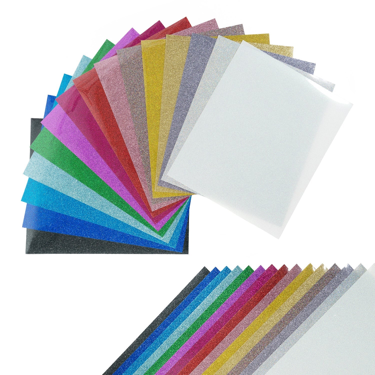 12" x 10" Assorted Colors Glitter Heat Transfer Vinyl  - 15 Sheets